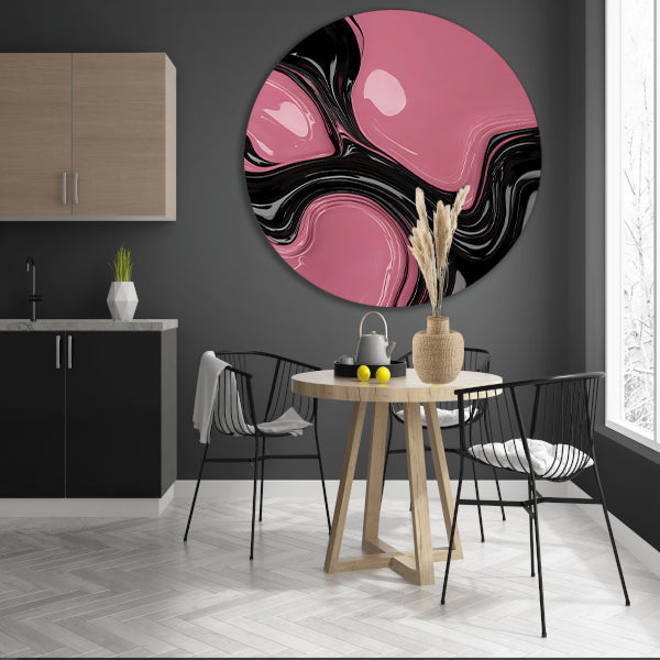 Roze en Zwart Dynamisch Abstract Ontwerp aluminium muurcirkel