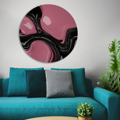 Roze en Zwart Dynamisch Abstract Ontwerp aluminium muurcirkel