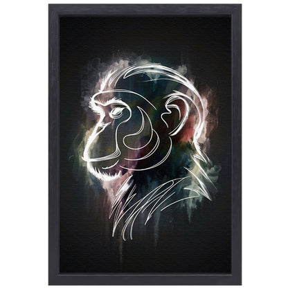 Abstracte aap lijnenspel in kleur canvas met baklijst