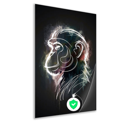 Abstracte aap lijnenspel in kleur poster