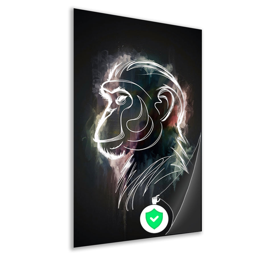 Abstracte aap lijnenspel in kleur poster