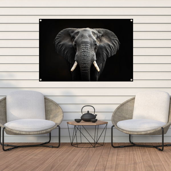 Portret van een Olifant in Zwart-Wit tuinposter