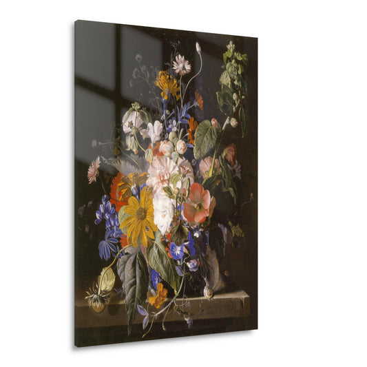 Bloemstilleven en slakken op een stenen richel - Jan van Huysum Acrylglas