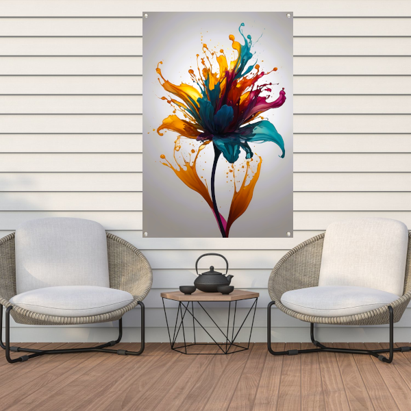 Explosie van Kleurrijke Abstracte Bloem tuinposter