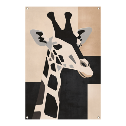 Minimalistische Giraffe in Monochrome Tinten tuinposter