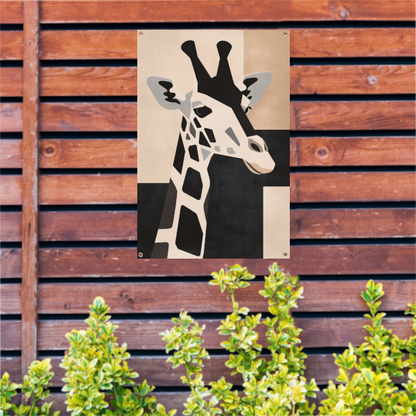 Minimalistische Giraffe in Monochrome Tinten tuinposter