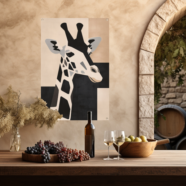 Minimalistische Giraffe in Monochrome Tinten tuinposter