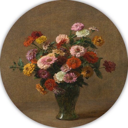 Zinnias - Henri Fantin-Latour aluminium muurcirkel