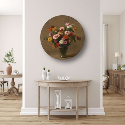 Zinnias - Henri Fantin-Latour aluminium muurcirkel