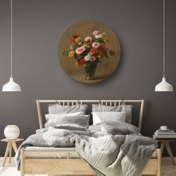 Zinnias - Henri Fantin-Latour aluminium muurcirkel