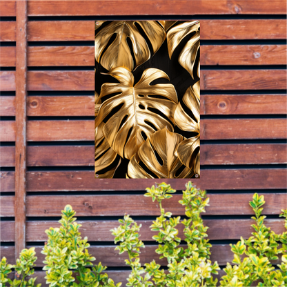 Gouden Monstera Bladeren op Zwart tuinposter