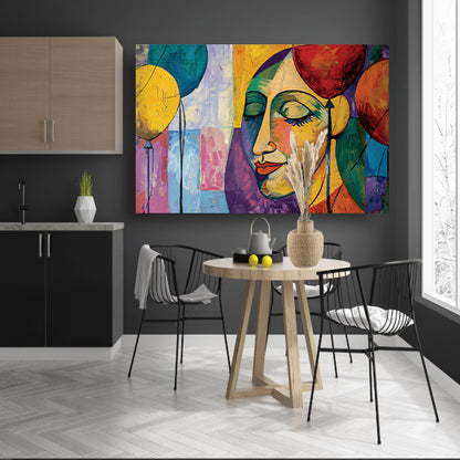 Abstract portret van vrouw met ballonnenposter