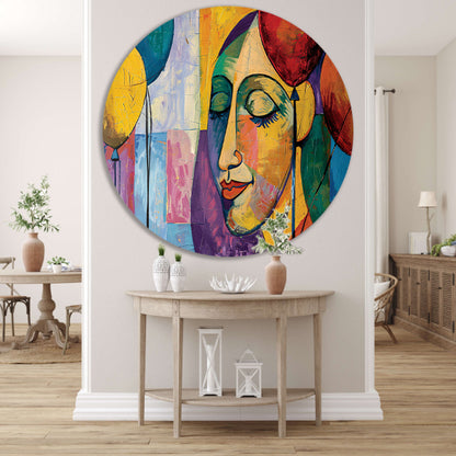 Abstract portret van vrouw met ballonnen forex muurcirkel
