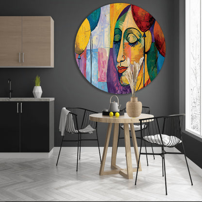 Abstract portret van vrouw met ballonnen forex muurcirkel