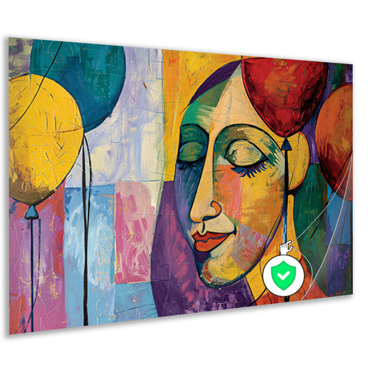 Abstract portret van vrouw met ballonnenposter