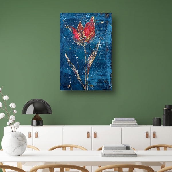 Abstract schilderij van dynamische tulp poster