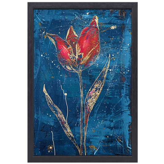 Abstract schilderij van dynamische tulp canvas met baklijst