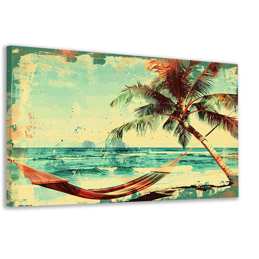 Vintage strand met tropische hangmat  canvas
