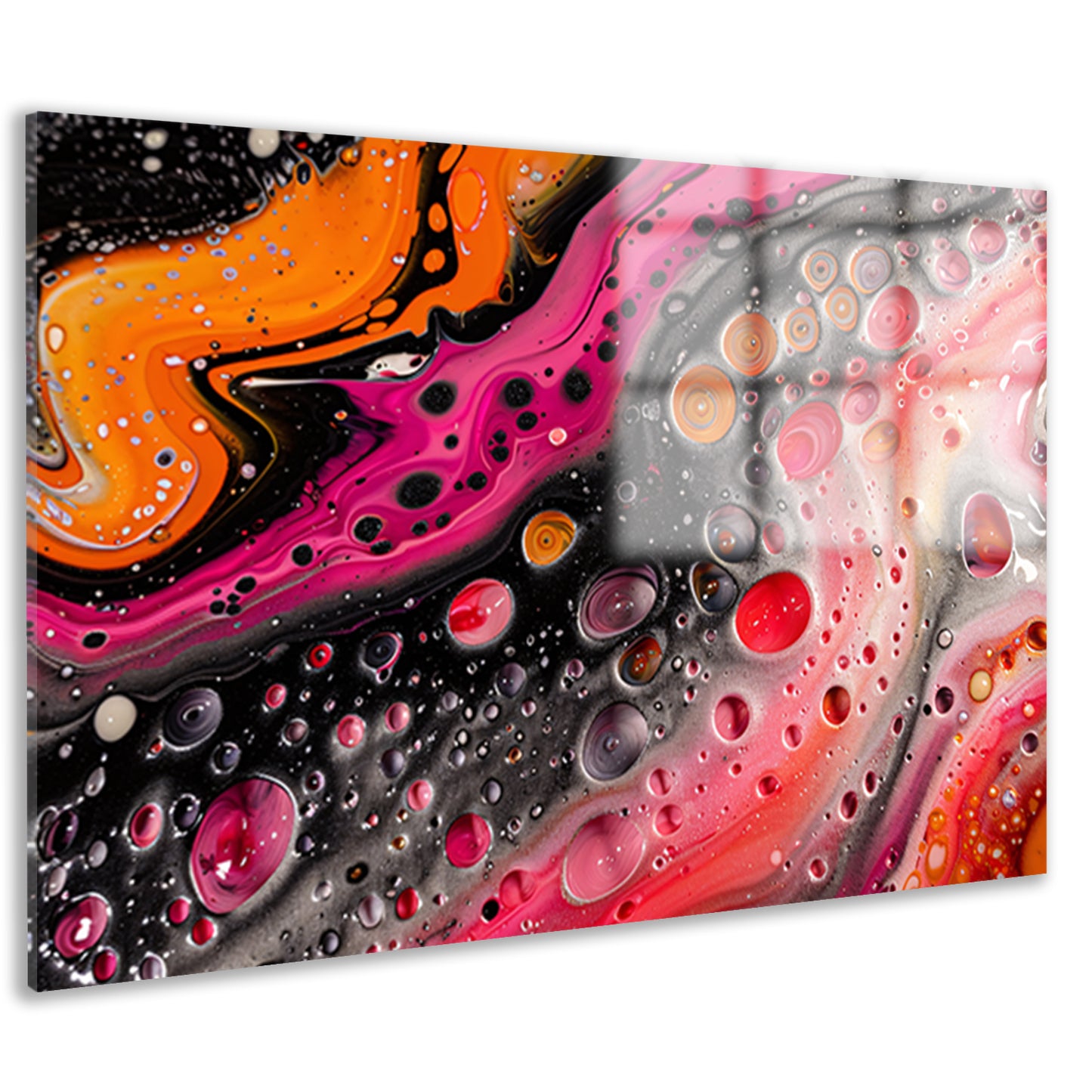 Abstract kunstwerk met kleurrijke bellen en vormen acrylglas