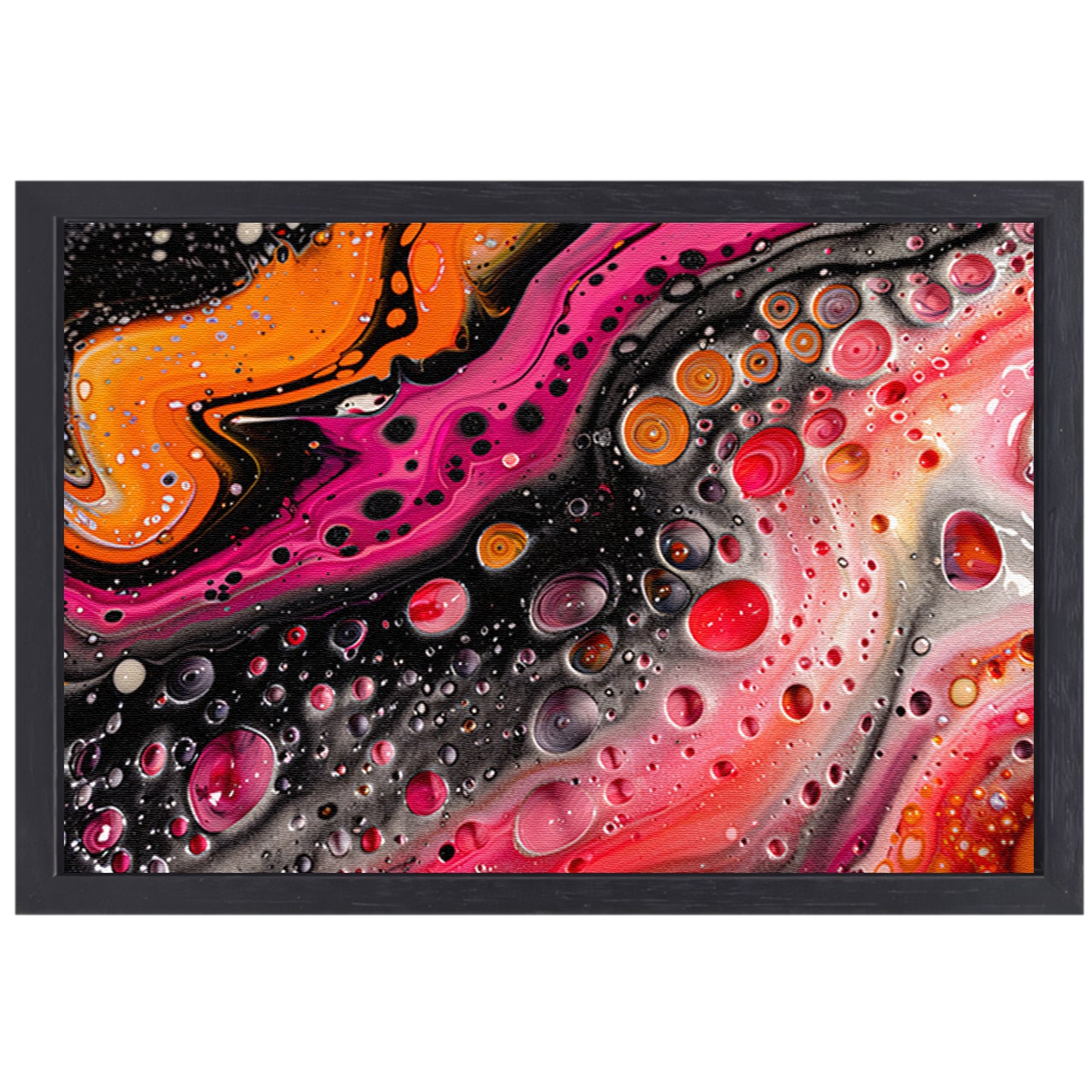 Abstract kunstwerk met kleurrijke bellen en vormen canvas met baklijst