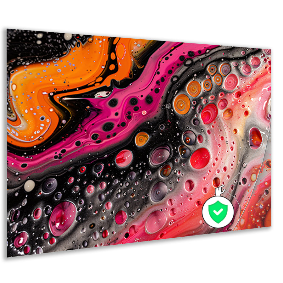 Abstract kunstwerk met kleurrijke bellen en vormen poster