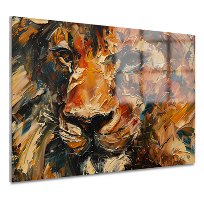 Expressieve Abstracte Leeuwenkop met Kleurrijke Streken acrylglas