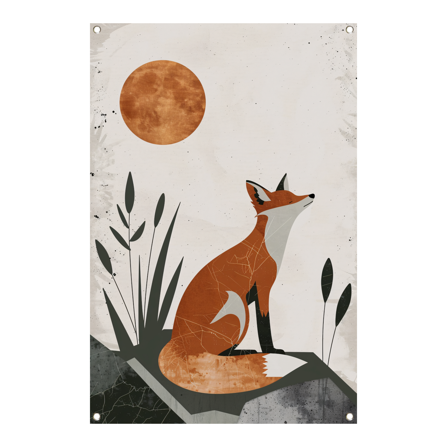 Minimalistische Vos in Rustgevende Aardetinten tuinposter