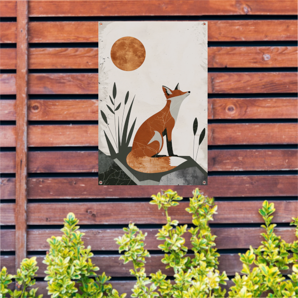 Minimalistische Vos in Rustgevende Aardetinten tuinposter