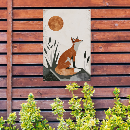 Minimalistische Vos in Rustgevende Aardetinten tuinposter