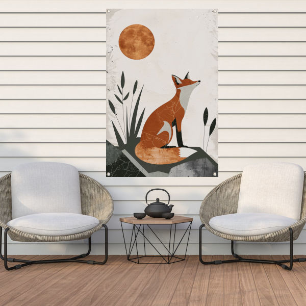 Minimalistische Vos in Rustgevende Aardetinten tuinposter