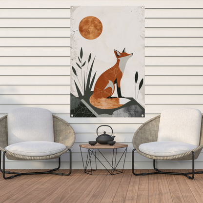 Minimalistische Vos in Rustgevende Aardetinten tuinposter