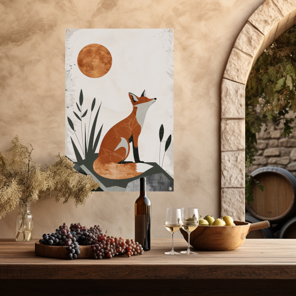 Minimalistische Vos in Rustgevende Aardetinten tuinposter