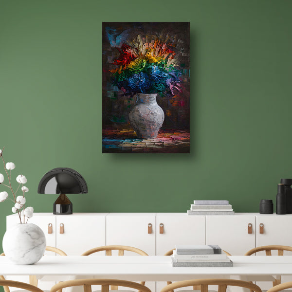 Explosie van Kleur in Vaas canvas