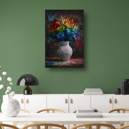 Explosie van Kleur in Vaas canvas