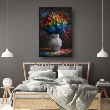 Explosie van Kleur in Vaas canvas