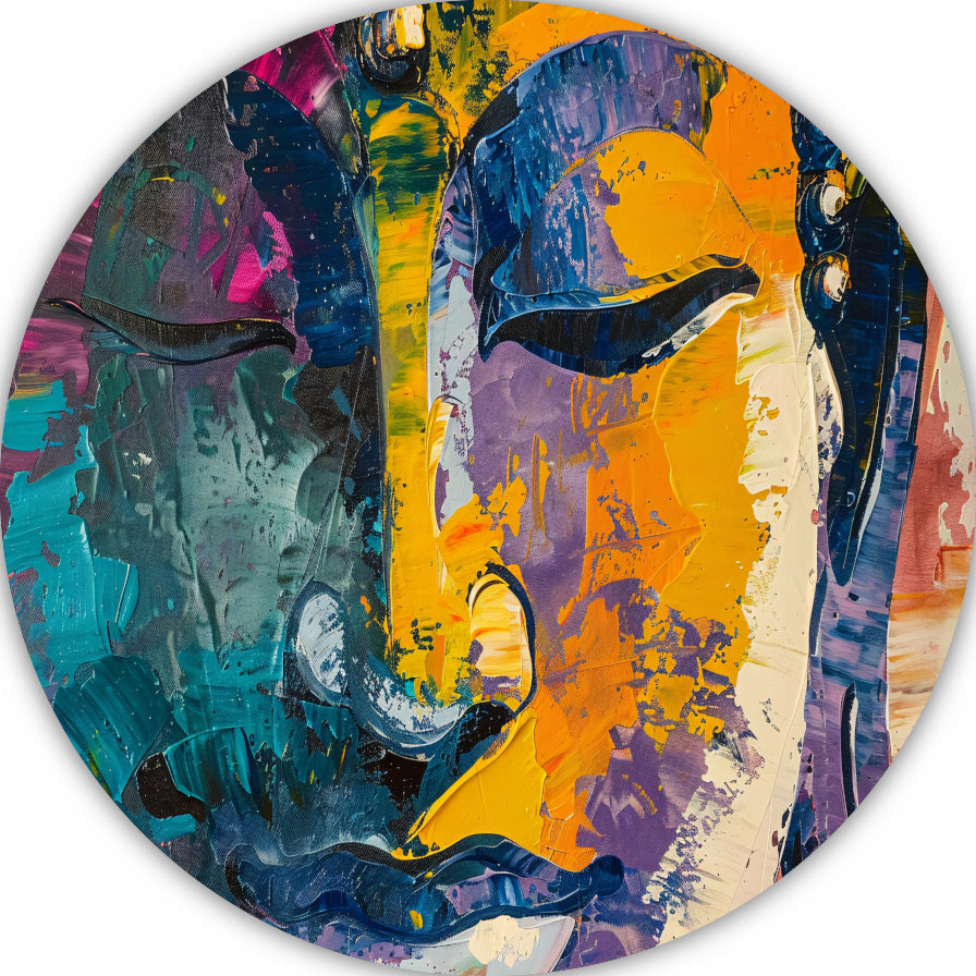 Explosie van Kleur en Dynamiek in Abstracte Kunst aluminium muurcirkel