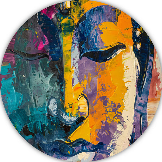 Explosie van Kleur en Dynamiek in Abstracte Kunst aluminium muurcirkel