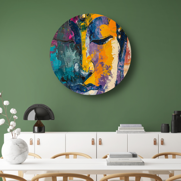 Explosie van Kleur en Dynamiek in Abstracte Kunst aluminium muurcirkel
