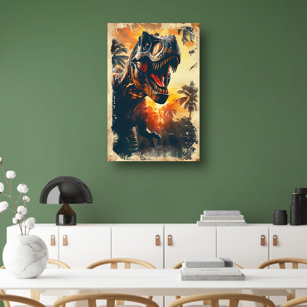 Prehistorische reus in oerwoud poster