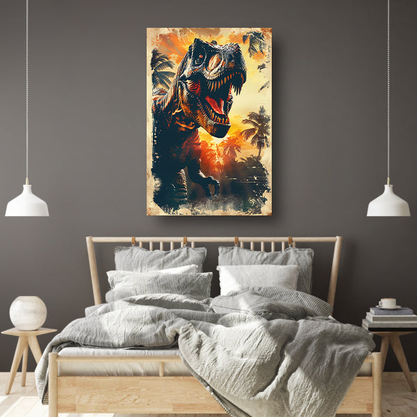 Prehistorische reus in oerwoud poster