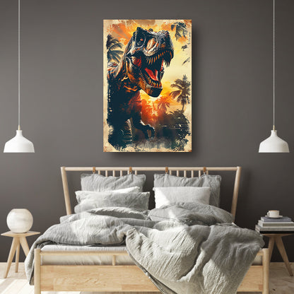 Prehistorische reus in oerwoud poster