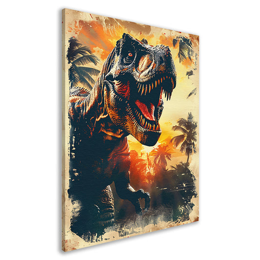 Prehistorische reus in oerwoud canvas