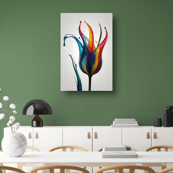 Dynamisch Abstract Bloemensilhouet in Kleur poster