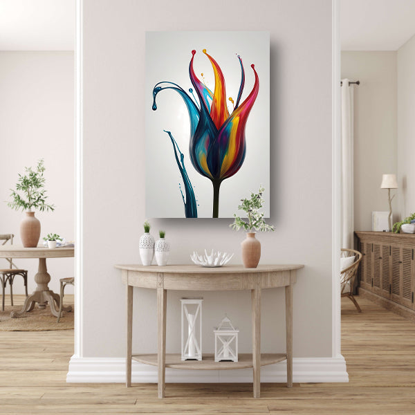 Dynamisch Abstract Bloemensilhouet in Kleur acrylglas