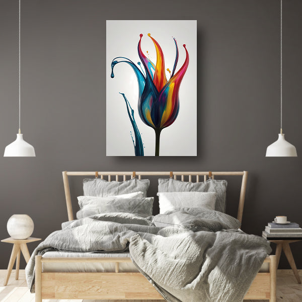 Dynamisch Abstract Bloemensilhouet in Kleur acrylglas