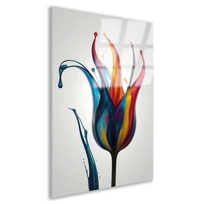 Dynamisch Abstract Bloemensilhouet in Kleur acrylglas