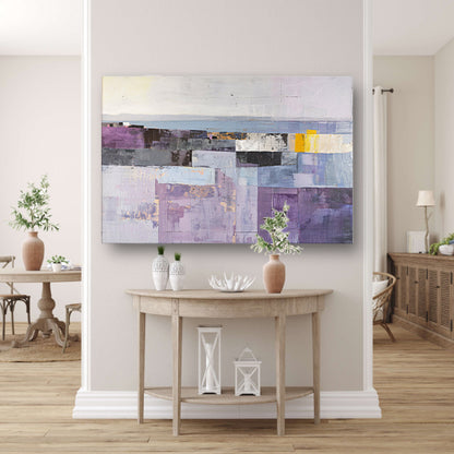 Moderne skyline met abstracte kleurrijke blokken canvas