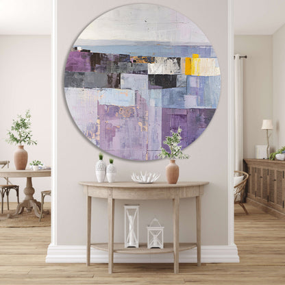 Moderne skyline met abstracte kleurrijke blokken aluminium muurcirkel