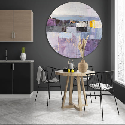 Moderne skyline met abstracte kleurrijke blokken aluminium muurcirkel