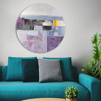Moderne skyline met abstracte kleurrijke blokken aluminium muurcirkel
